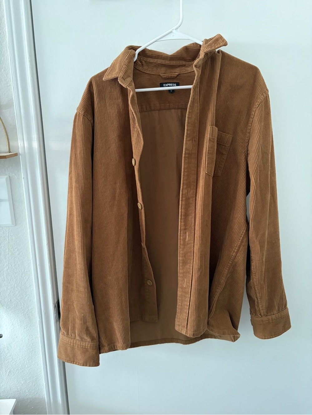 Express Men's Camel Corduroy Shirt Jacket